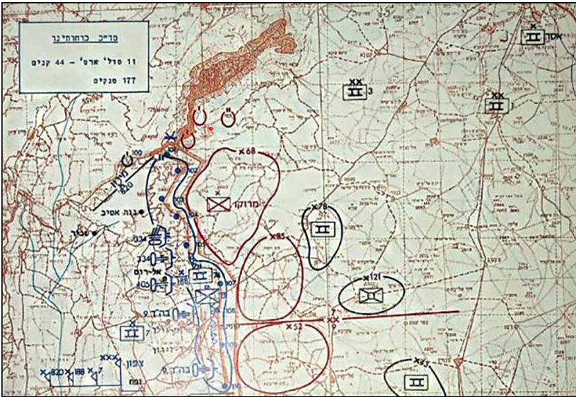 ההבקעה הסורית בגולן בליל 7/6 באוקטובר. מתוך: מלחמת יום הכיפורים – מפות ומבצעים. המחלקה להיסטוריה, צה“ל